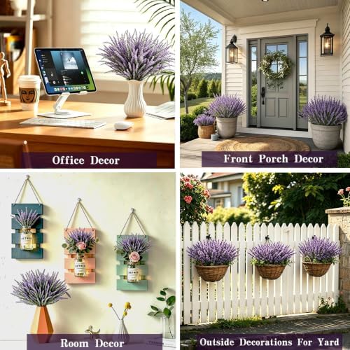 12 Bundles Artificial Lavender Faux Lavender Plants Fake Flower-Gray Purple - Image 6