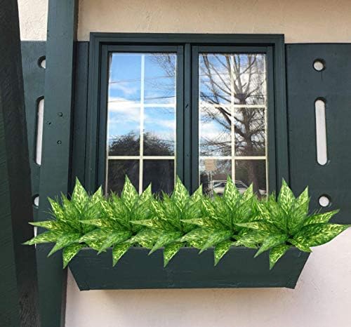 CATTREE Artificial Plants Outdoor, Fake Plant Décor Shrubs Faux Grass Plastic Leaves Greenery Bushes Home Garden Wedding Party Decorations Indoor Office Yard Verandah Planter Filler - Yellow 2 Pack - Image 3