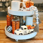 Thanksgiving Fall Tiered Tray Decor Vintage Metal Truck Fall Pumpkin Truck with Mini Fake Pumpkins White Autumn Harvest Gifts for Farmhouse Shelf Coffee Table Home Kitchen Table Decorations - Image 3