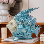 Hodao Sea Coral Fish Figurines Decoration Summer Beach Coastal Decor Coral Reef Angelfish Home Office Desk Decor Statues for Tabletop Shelf Bathroom Decoration Ornament Gifts for Mom (Blue) - Image 5