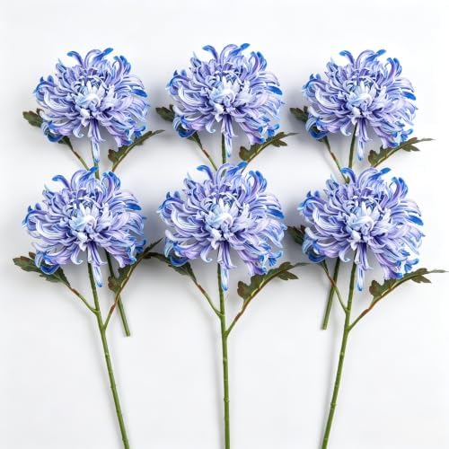 Artificial Chrysanthemum Silk Flowers, 6 Large Bloom Stems 19 Inch by Unknown