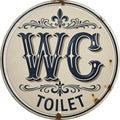 WC Toilet Metal Sign 8x8in Round European Style Plaque for Bathroom Wall Decor Functional Gift by Unknown