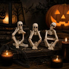 Skeleton Thinker Decor Set of 3, Resin Gothic Figurines for Home Decor, Aesthetic Skull Shelf Decor, Halloween Decorations for Home, Bookshelf & Office Accents - Image 6
