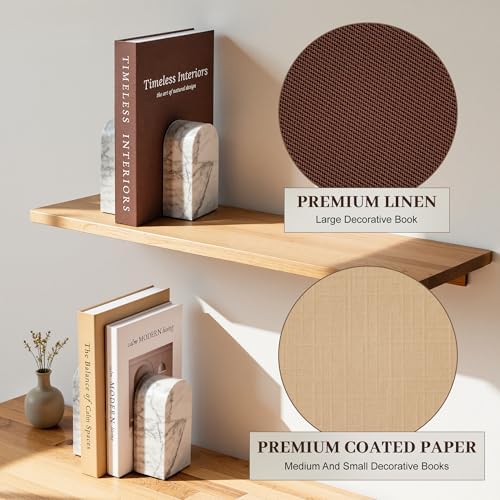 JARLINK Decorative Books, Set of 3 Stackable Fake Book Storage Boxes, Brown - Image 4