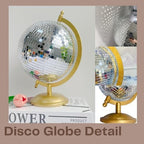 Disco Ball Globe, 8.5in Gold Mirror Tabletop Sculpture - Image 3