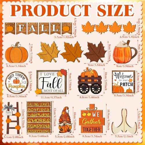 Fairysandy 21 Pcs Fall Tiered Tray Decor, Thanksgiving Table Sign, Gnome - Image 3