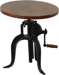 Carolina Chair & Table Adjustable Hand Crank 18" Wooden Top Rustic Side Table by CarolinaChairTable