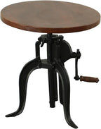 Carolina Chair & Table Adjustable Hand Crank 18" Wooden Top Rustic Side Table by CarolinaChairTable