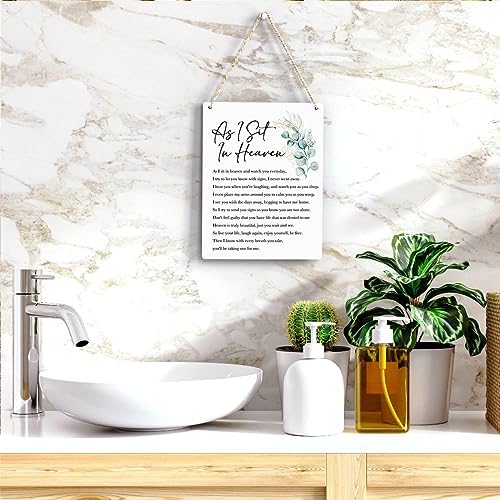 BELLOWDEER Inspirational Decor As I Sit In Heaven Christian Gifts Bible Verse Wall Art Scripture Wooden Hanging Sign for Modern Home Office Bathroom Bedroom Wall Art Decoration 8 x 10 Inches - Image 5