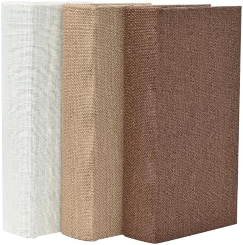 Decorative Linen Faux Book Storage Box Neutral Decorative Book Accent,8" by DECOR4SEASON