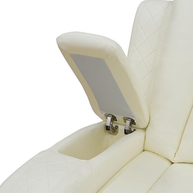 Power Recliner Chair with LED Lights, Leather Manual Recliner 1 Seat, Living - Image 4