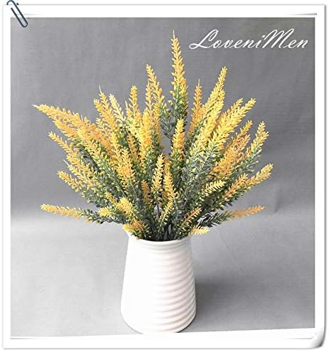 Artificial Lavender Yellow 4 Bundles, Lifelike Faux Flowers Foliage Leaves Plant for Wedding Bouquets, Outside Hanging Planter, Farmhouse Indoor Outdoor Patio Home Decor - Image 4