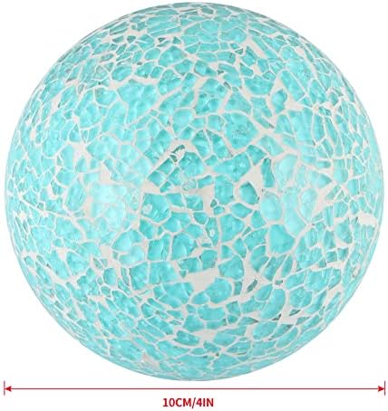 MDLUU 4" Decorative Orbs, Mosaic Sphere Balls, Centerpiece Balls for Bowls, Vases, Dining Table Decor, Pack of 3 (Teal Blue) - Image 3