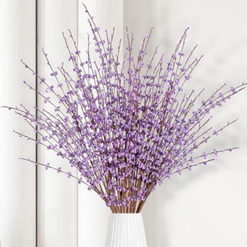 OUKEYI 8 Pcs 29.5“ Long Artificial Jasmine Flowers Tall Fake Flower Bouquet Faux Jasmine Plants Dry Branches for Wedding Home Party Office Party DIY Decor (Light Purple), OUKEYI-100882 by OUKEYI