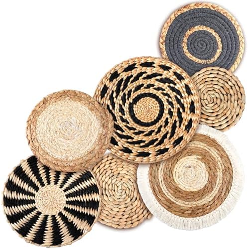 CroBlissful 7 Pcs Boho Wall Baskets Woven Seagrass Round, Classic by CroBlissful