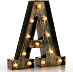 Pooqla Vintage Light Up Marquee Letters with Lights – Illuminated Industrial Style Lighted Alphabet Letter Signs - Coffee Bar Apartment Bedroom Wall Home Initials Decor A-Z by Pooqla