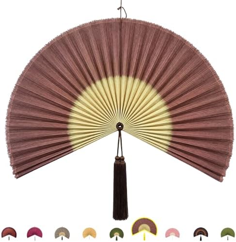 ChumDecor Bamboo Fan Wall Decor, Japanese Wall Fan, Red Brown 31 in by ChumDecor
