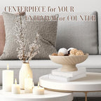 Deobath Large Resin Pedestal Decorative Bowl - Modern Fruit Bowl for Kitchen Counter - Handicraft Bowls for Home Decor - Key Bowl for Entry Table,Artificial Stone Beige - Image 6