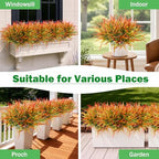 Uieke 28 Bundles Artificial Outdoor Plants UV Resistant Fake Grass Plants Faux Plastic Plants for Home Garden Spring Summer Decor, Green & Red - Image 6