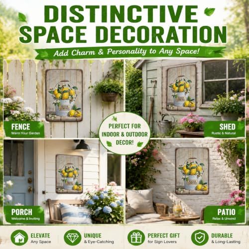 Funny Lemon Metal Tin Sign Welcome Home Sweet Home Wall Decor Yellow Lemon Wall Art for Kitchen Outdoor Garden Porch Restaurant Cafe Home Kitchen Decor 12x8 Inch ﻿ - Image 5