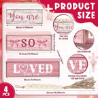 Yuntau 4 Pcs Pink Christian Table Decor Wooden Bow Decor Blocks Sign - Image 3