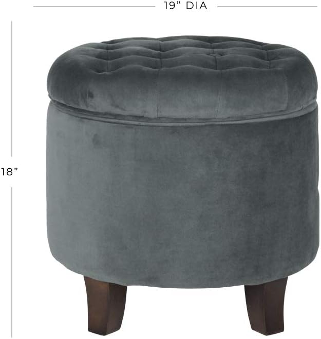 Homepop Home Decor | Upholstered Round Velvet Tufted Foot Rest Ottoman | Ottoman - Image 3