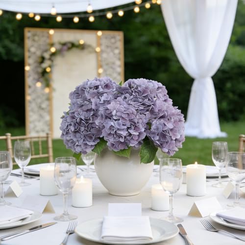 Coferset 3pcs Lifelike Real Touch Hydrangea Artificial Flowers,Lavender - Image 2