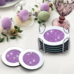 Jetec Mirrored Glass Coaster Set of 6 with 1 Holder 4" Crushed Diamond Round Cup Mat Glitter Crystal Rhinestone Glass Coaster Bling Table Decor for Bar Kitchen Gift for Christmas(Purple,4 Inch) - Image 6