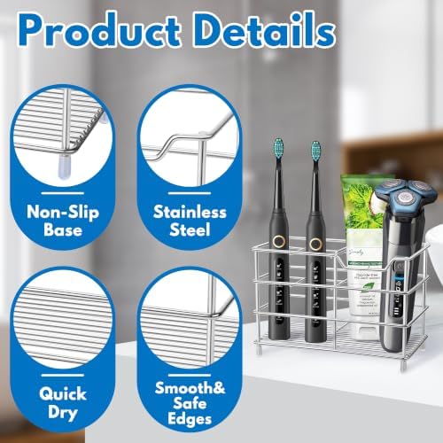 Electric Toothbrush Holders for Bathrooms 304 Stainless Steel Quick Drying - Image 7