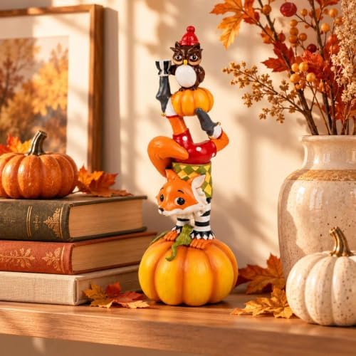 12" H Fall Fox Pumpkin Figurine, Table, Mantel, Shelf Home Decor - Image 6