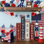 Lineshading 4 Pcs 4th of July Table Decoration Wooden Book Patriotic Sign - Image 2