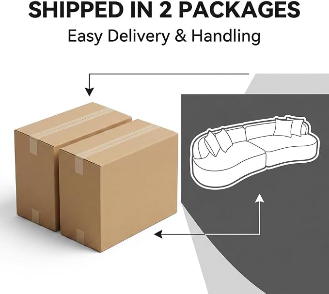 Compressed C-Shaped Sectional Sofa, 2-Box Easy Delivery, No Tools Assembly - Image 7