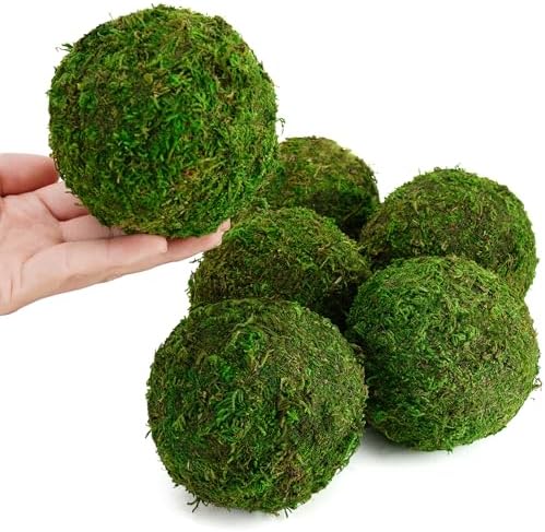 Decorative Moss Balls Set - Fake Moss Balls for Bowl Fillers, Centerpiece Decor, Home Decor, Vase Filler, Wedding Decor, Table Arrangement, Coffee Accents, DIY Crafts (Large - 3.2"-Set of 6) - Image 2