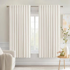 MIULEE Ivory Back Tab Blackout Curtains 52x63 Inches Long 2 Panels Set | Rod by MIULEE