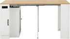 Extendable Dining Table with 3 Removable Middle Leaves, Mobile Rolling Island - Image 8