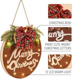 HOMCDALY Merry Christmas Sign for Front Door, Wooden Hanging Sign Door Decoration with 12 LED Light, Winter Welcome Wreath indoor outdoor Décor, Christmas Decoration. - Image 4
