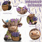Wesiti 2 Pcs Lavender Highland Cow Figurines, Purple Resin Tiered Tray - Image 4