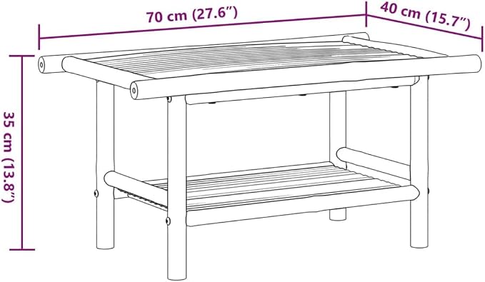 Natural Bamboo Coffee Table - Image 2