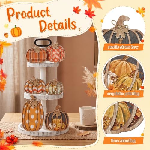 Leinuosen 6 Pcs Fall Pumpkin Decor for Home, Farmhouse Fall Decor - Image 4