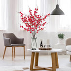 Sggvecsy Artificial Plum Blossom Flowers 4 Pcs Faux Cherry Blossom Stems Faux Silk Plum Blossom Branches 36.2’’ Fake Flowers Long Stems for Vase Arrangements Home Wedding Table Decor (Red) - Image 6