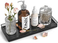 Bathroom Tray for Counter, Oak Wood 11" L Small Vanity Tray for Dresser Tops Perfume Jewelry Makeup Candle Soap Sponge Holder for Kitchen Countertop Organizer Coffee Table Decor Bar Black by Focusonit