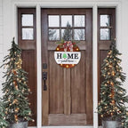 HOMCDALY Interchangeable Welcome Sign for Front Door with 4 Seasonal Wreaths, Door Wreaths for Front Door with 12 LED Lights, Farmhouse Rustic Welcome Door Hanger Wall Sign, Porch Decorations(White) - Image 5