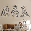 Photect 3 Pcs Metal Wall Art Minimalist Woman Line Decor, Modern, Black by Photect