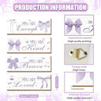 4 Pcs Purple Bow Wall Decor, Light Purple Coquete Room Decor for Teen Girls, Inspirational Positive Affirmations Wall Wooden Hanging Sign Bathroom Art - Image 2