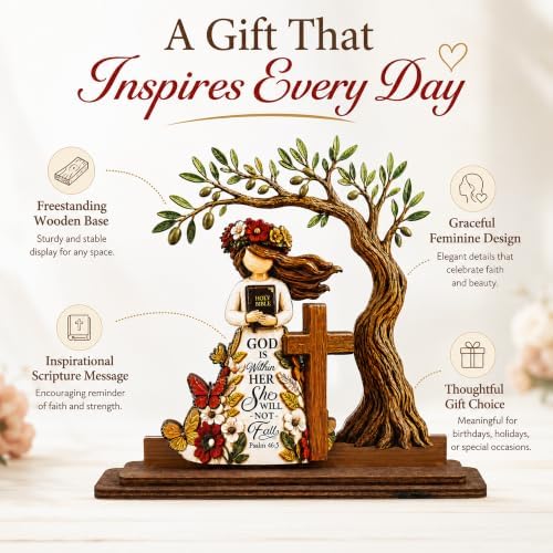 Religious Gifts for Women, God Is Within Her She Will Not Fall Decor Plaque - Image 5