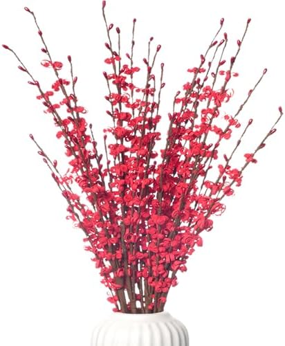5Pcs Red 29.5" Artificial Jasmine Flowers for Christmas DIY Wreath Decor by Wolpark