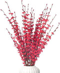 5Pcs Red 29.5" Artificial Jasmine Flowers for Christmas DIY Wreath Decor by Wolpark