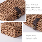Decorative Box with Lid, Wicker Storage Basket, Water Hyacinth Woven Decorative box for Shelf, Coffee Table, Console Table, Home Decor (Large) - Image 5