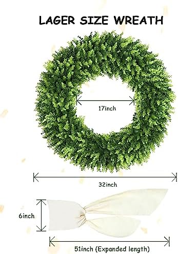 DDHS 32 inch Boxwood Wreath, Artificial Large Summer Wreaths for Front Door with Yellow Cloth can DIY Shaped, Spring or Summer Wreaths for Hanging in the Shop, Farmhouse, Roof Green Wreath Decoration - Image 2