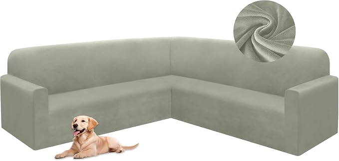 HDCAXKJ Corner Sectional Couch Covers Velvet Stretch L Shape Sofa Cover Soft by HDCAXKJ